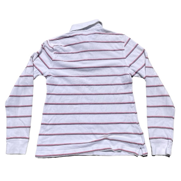 Red and White Stripes Tommy Hilfiger Long Sleeve Polo Shirt (S) - Picture 3 of 4